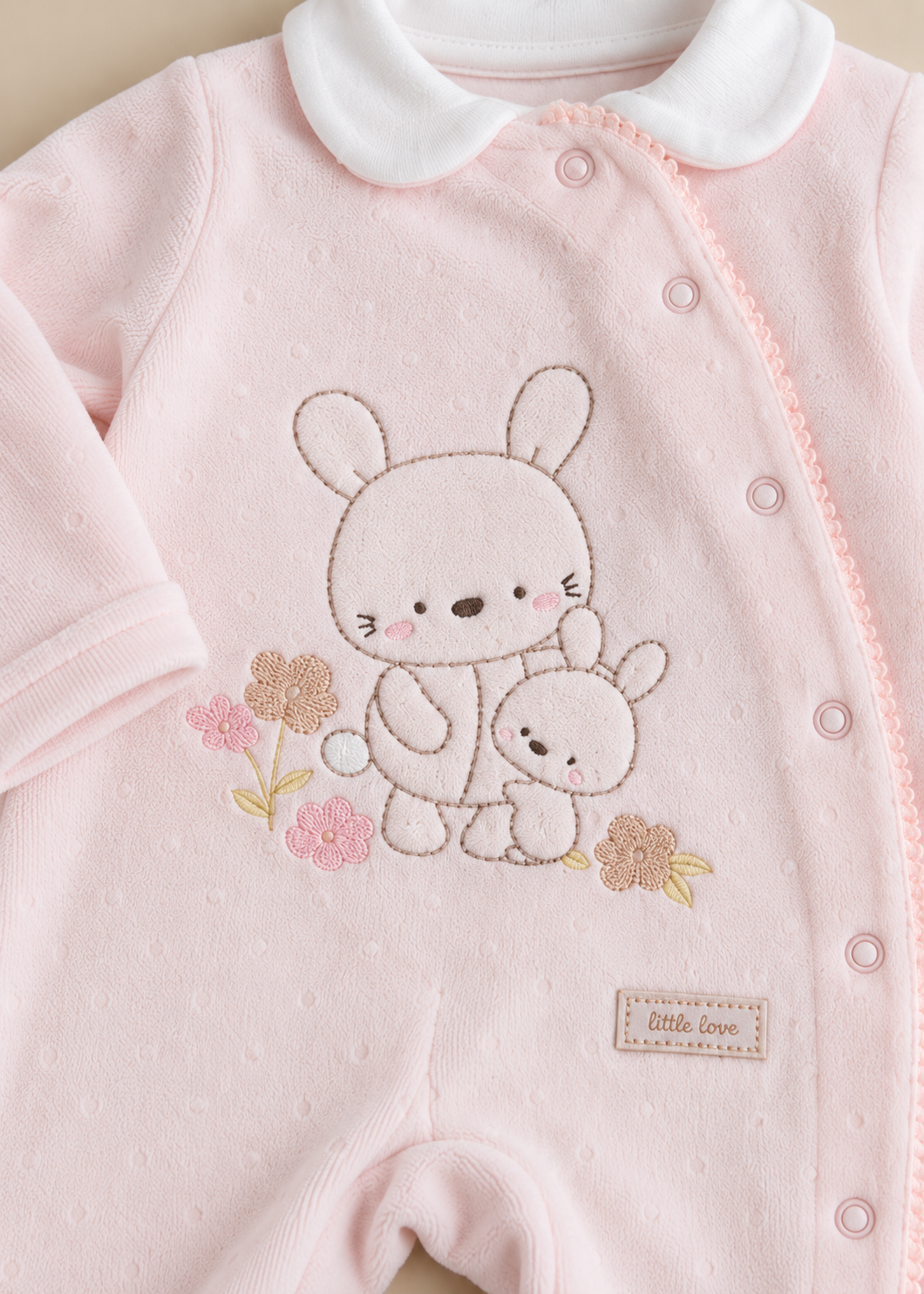Flower Bunny Velour Sleep-suit