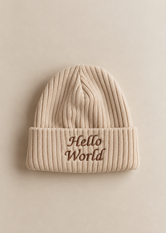 Hello World Embroidered Beanie