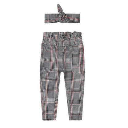 Checked Trousers & Headband Set
