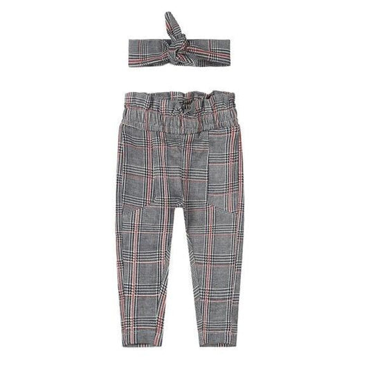 Checked Trousers & Headband Set