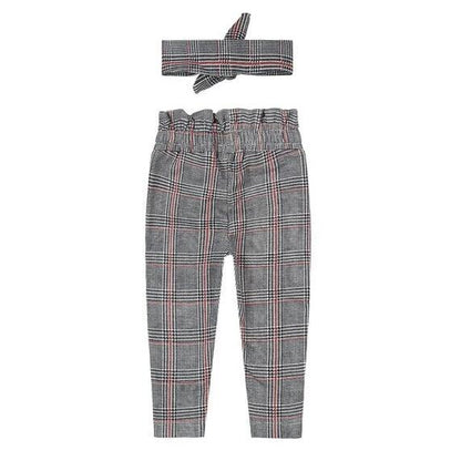 Checked Trousers & Headband Set