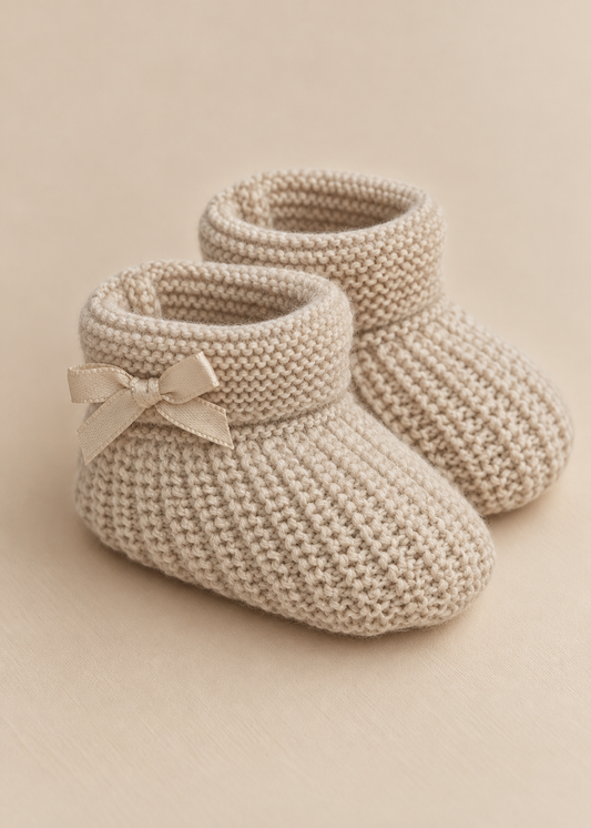 Beige Bow Booties