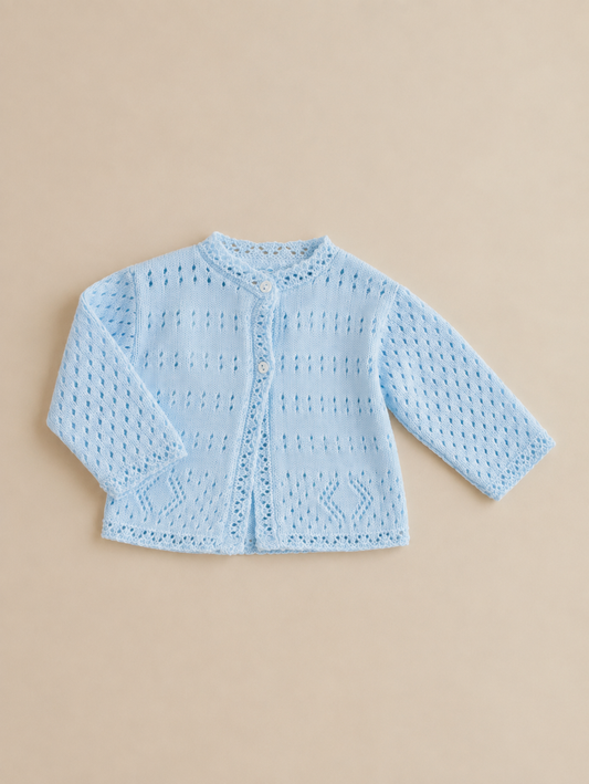 Scalloped Blue Knit Cardigan