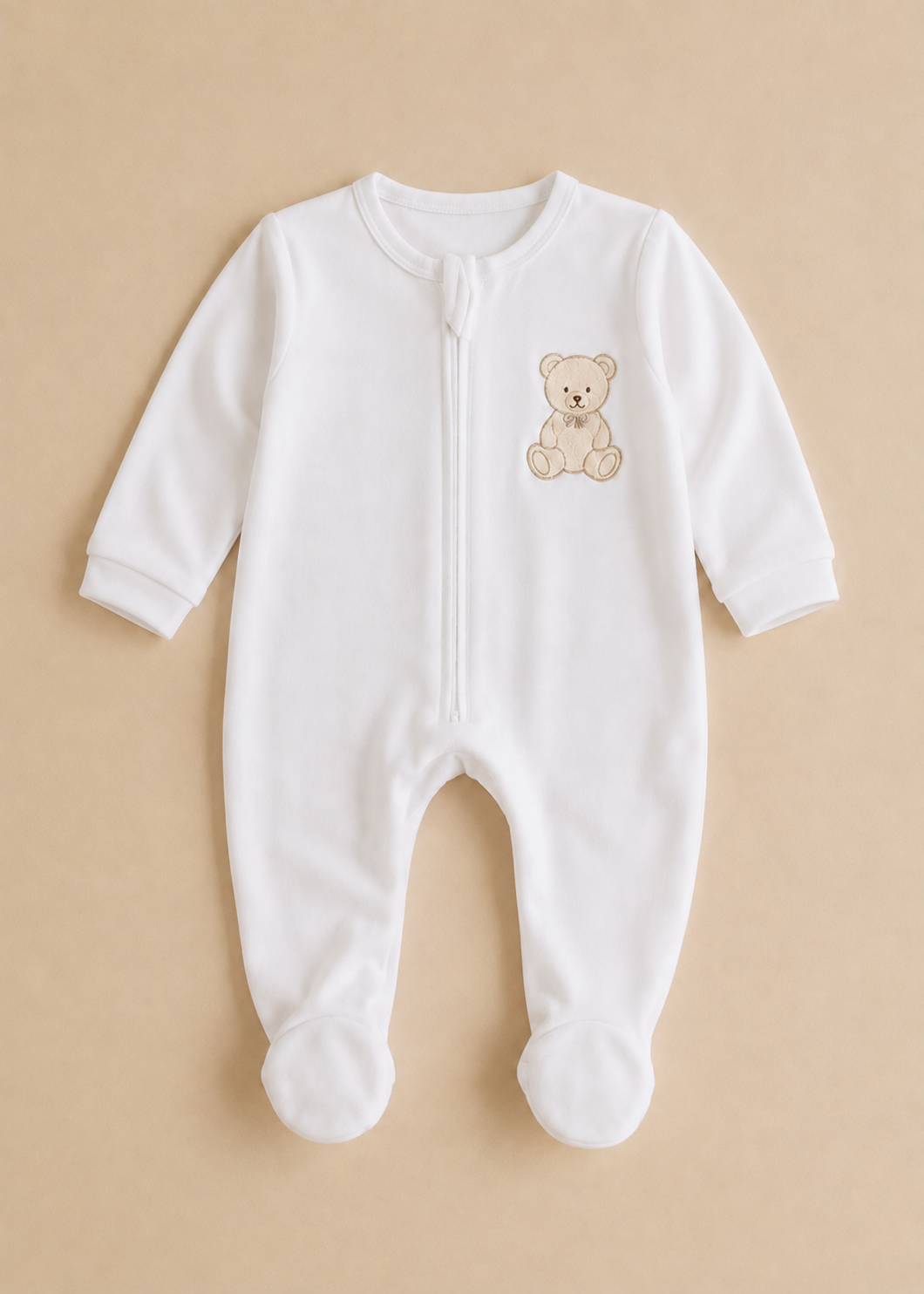 Classic Teddy Bear Velour Sleepsuit