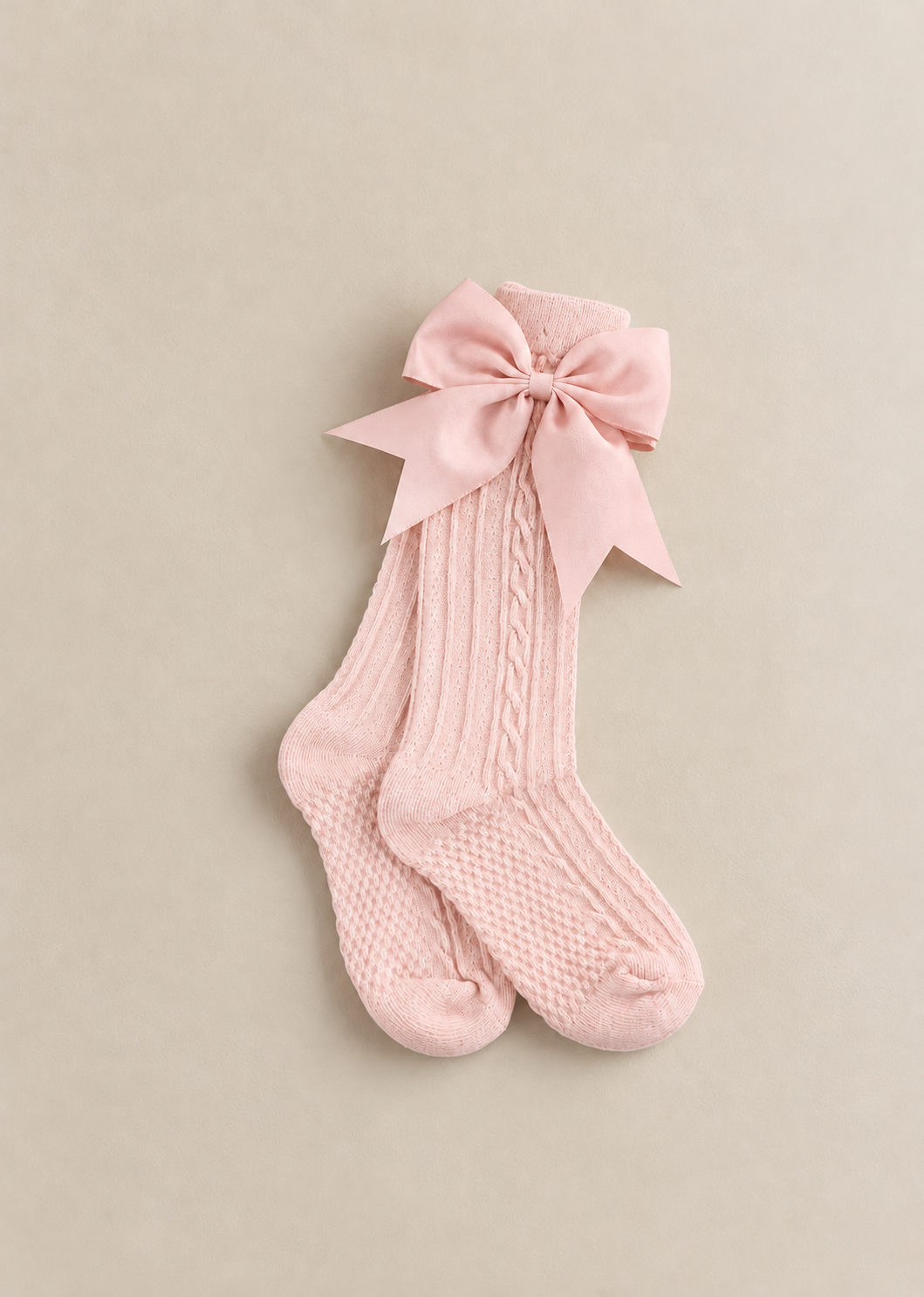 Elegance Cable Knee High Socks With Bow