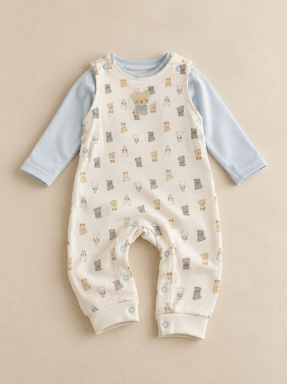 Waffle Teddy Bear Dungaree Set