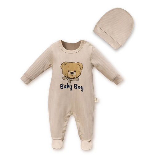 Baby Boy Teddy Sleepsuit Set