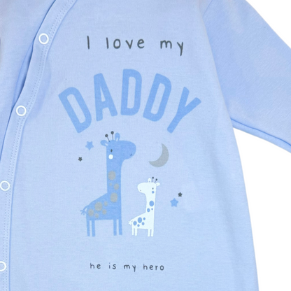 I Love My Daddy Blue Sleep-suit