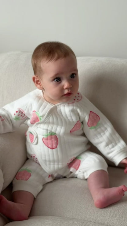 The Strawberry Boucle Wrap Baby Grow Romper