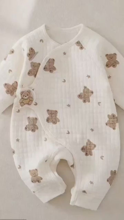 The Happy Bear Boucle Wrap Baby Grow Romper
